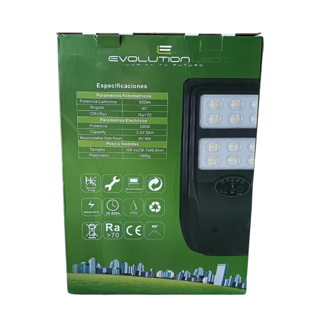 Luminaria Vial Led Solar 200w  TR- ES02 Fria
