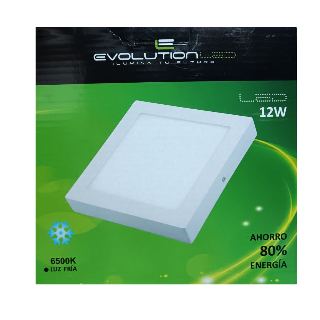 LUMINARIA SUPERFICIE CUADRADA 12W LUZ FRIA