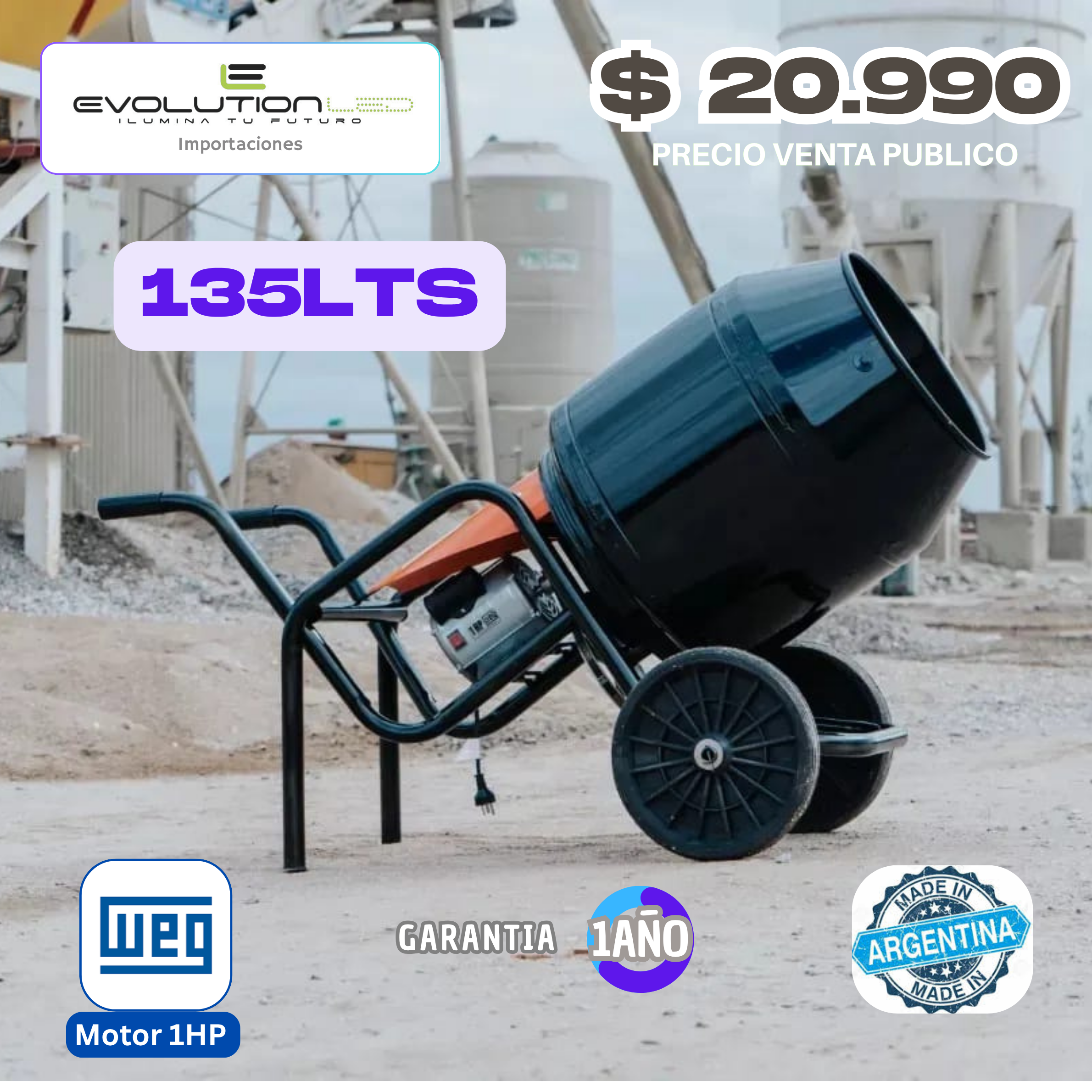 HORMIGONERA CREX 135LTS 1HP