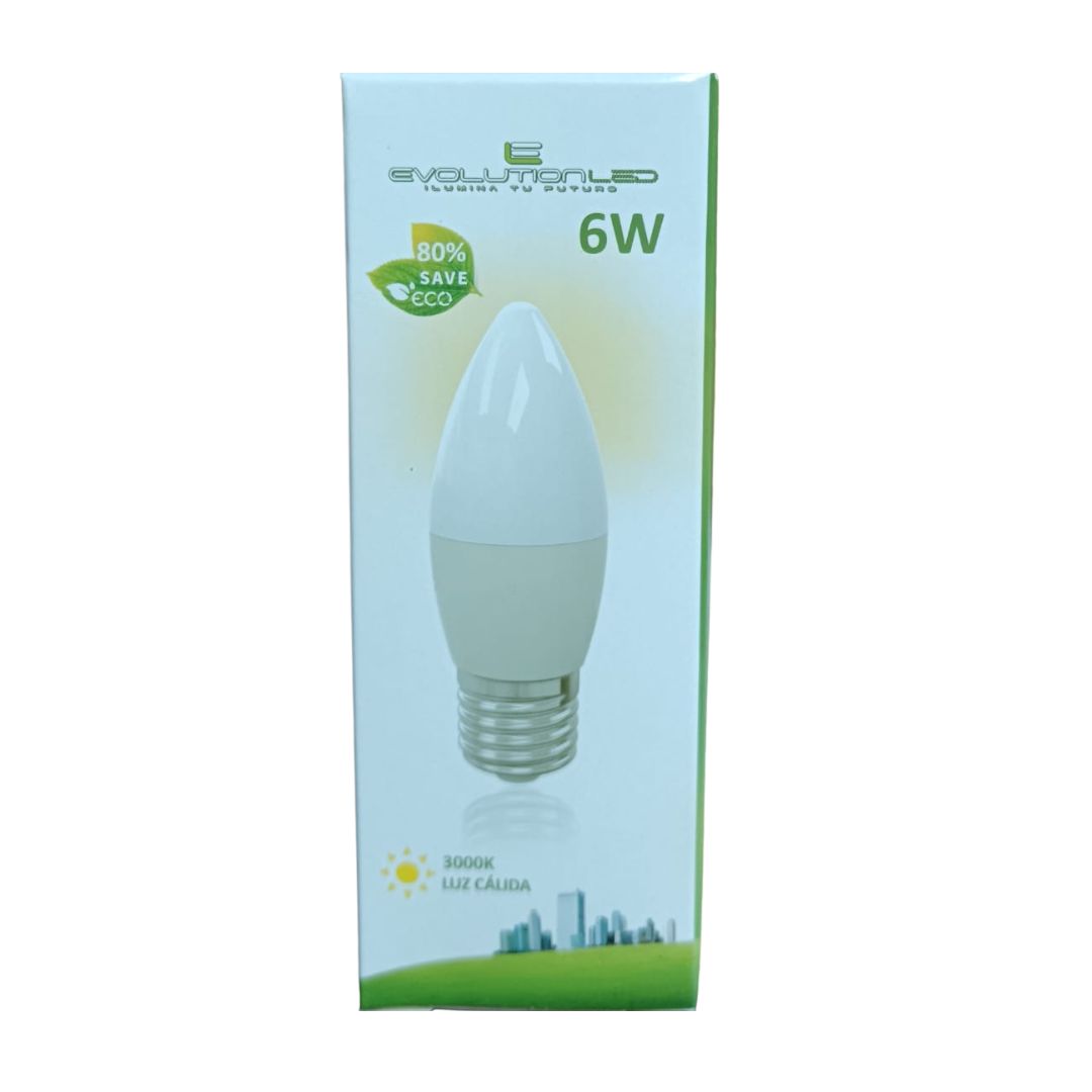 LAMPARA LED C37 6W LUZ CALIDA