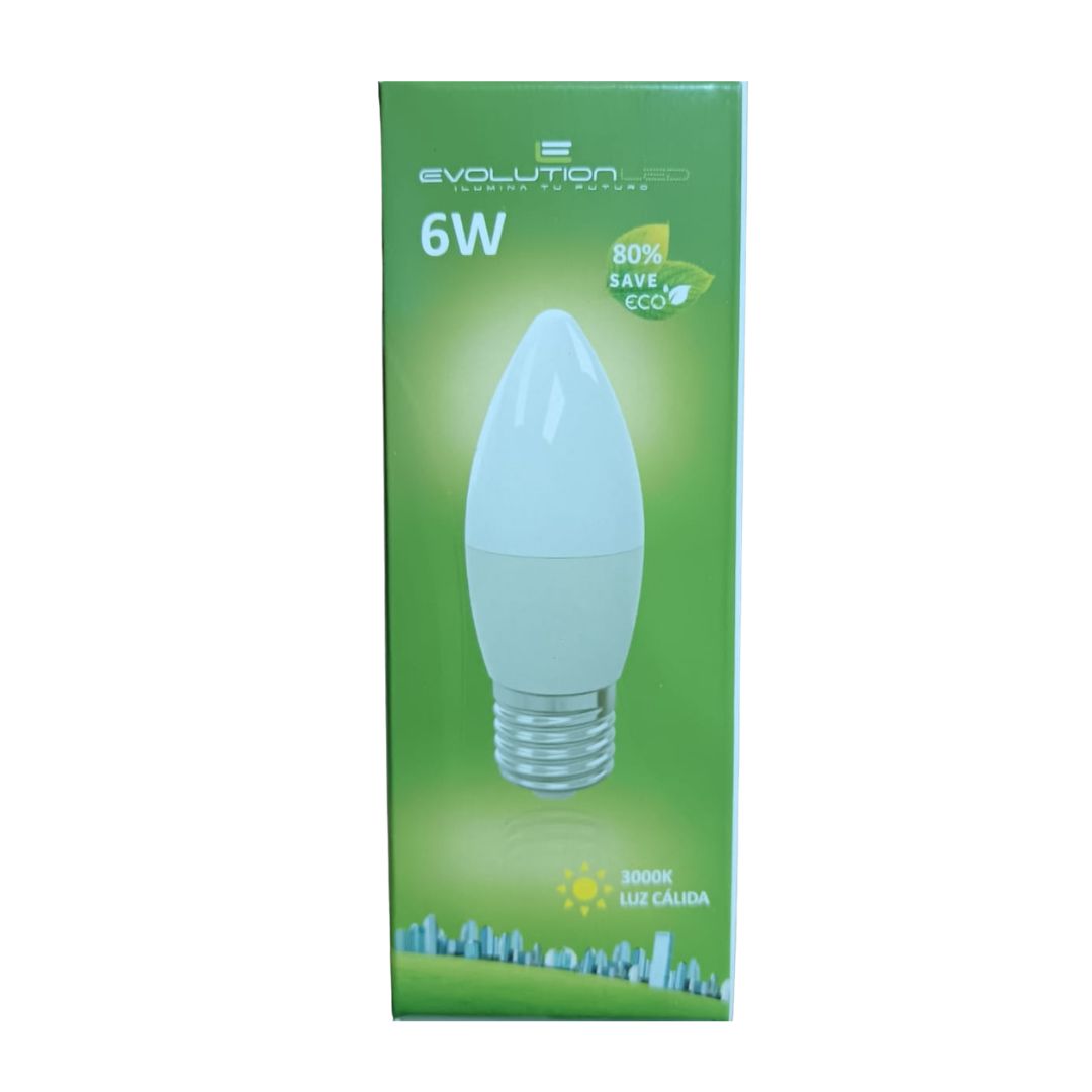 LAMPARA LED C37 6W LUZ CALIDA