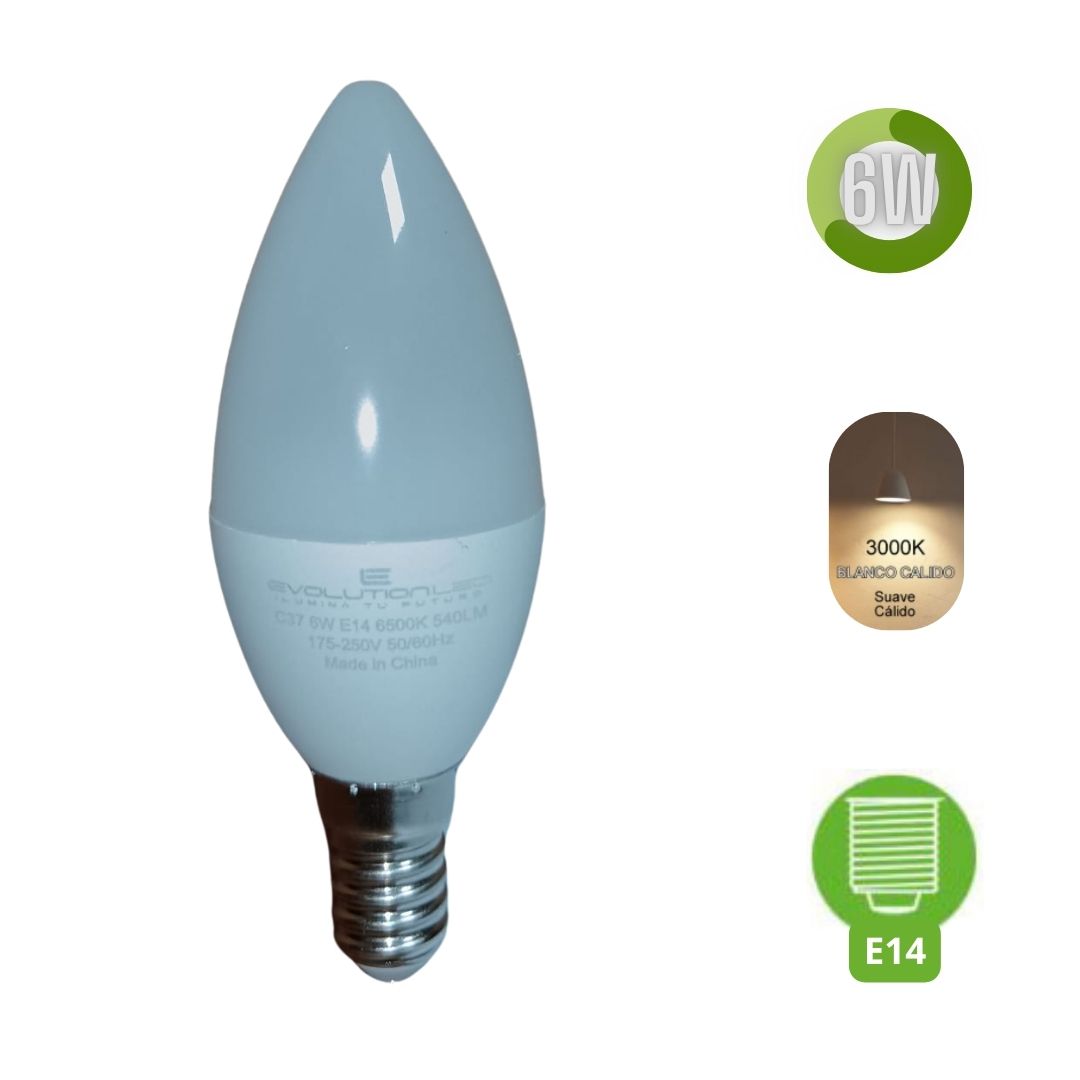 LAMPARA LED C37 6W LUZ CALIDA