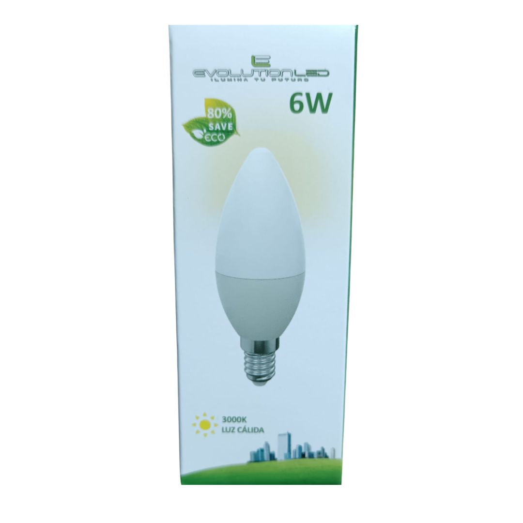 LAMPARA LED C37 6W LUZ CALIDA