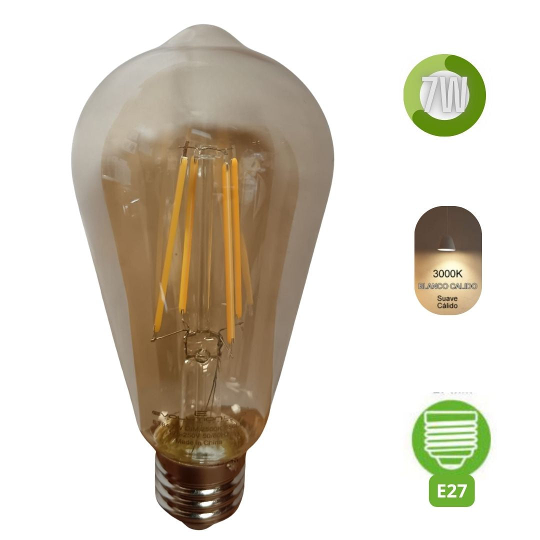 LAMPARA LED ST64 7W  DIM LUZ CALIDA