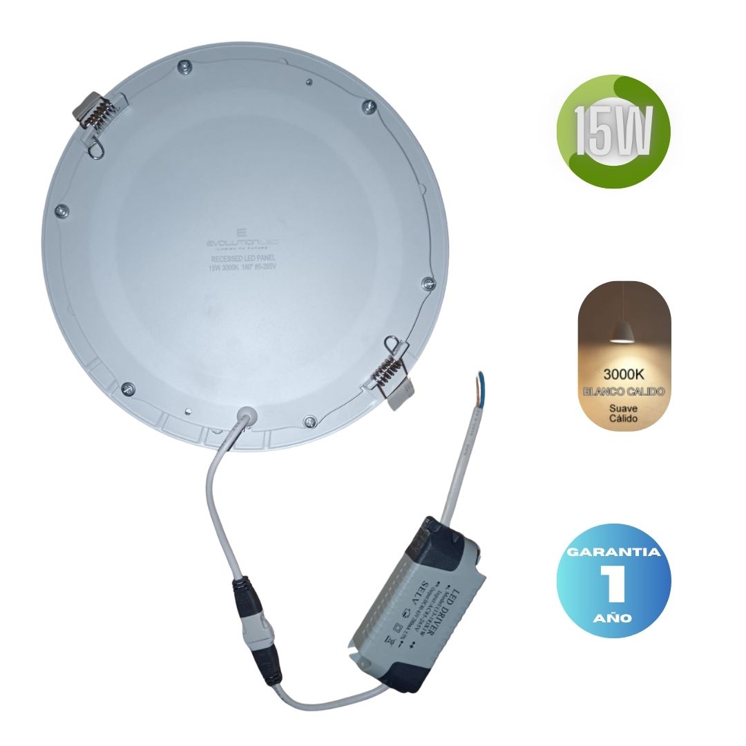 LUMINARIA EMPOTRAR 15W LUZ CALIDA