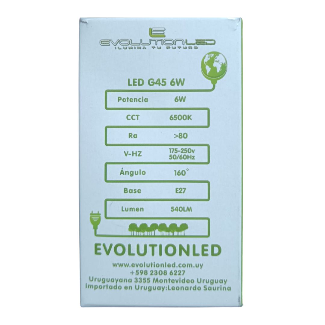 LAMPARA LED G45 6W LUZ FRIA