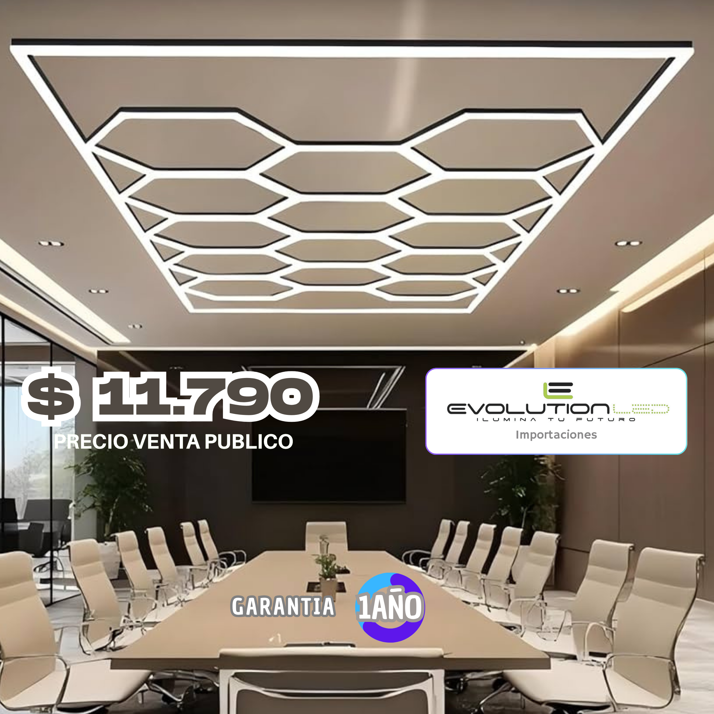 LED HEXAGONAL 14PZAS CON MARCO