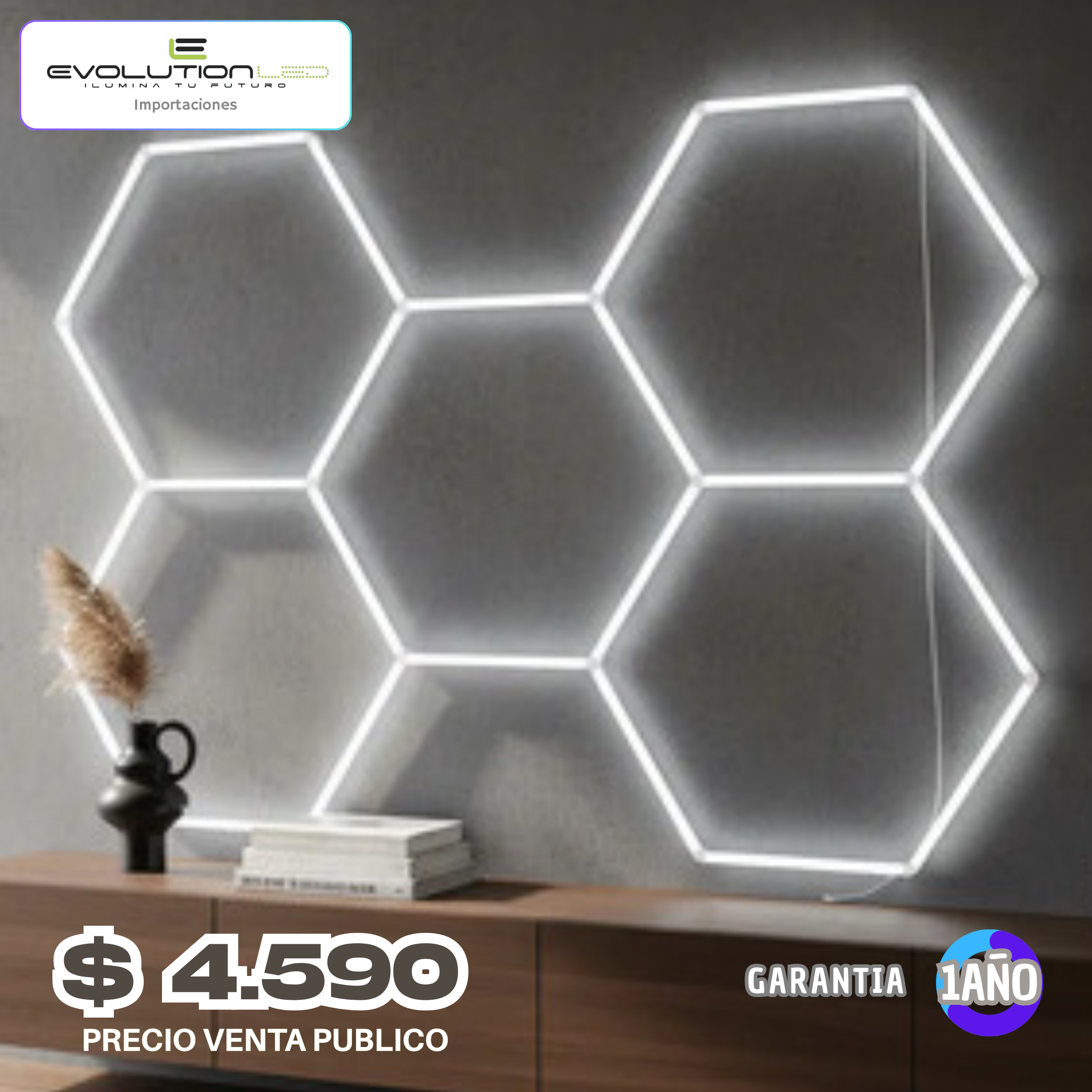 LED HEXAGONAL 5 PIEZAS