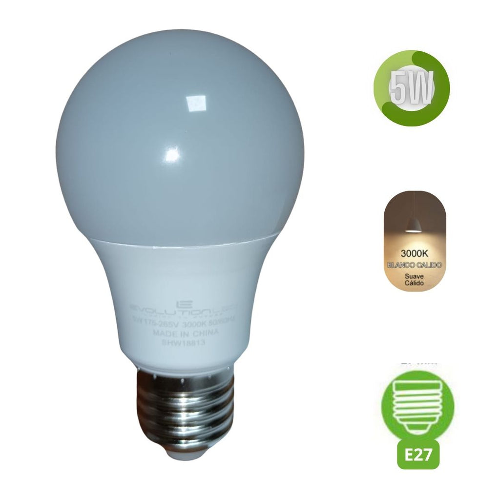 LAMPARA LED A60 5W LUZ CALIDA