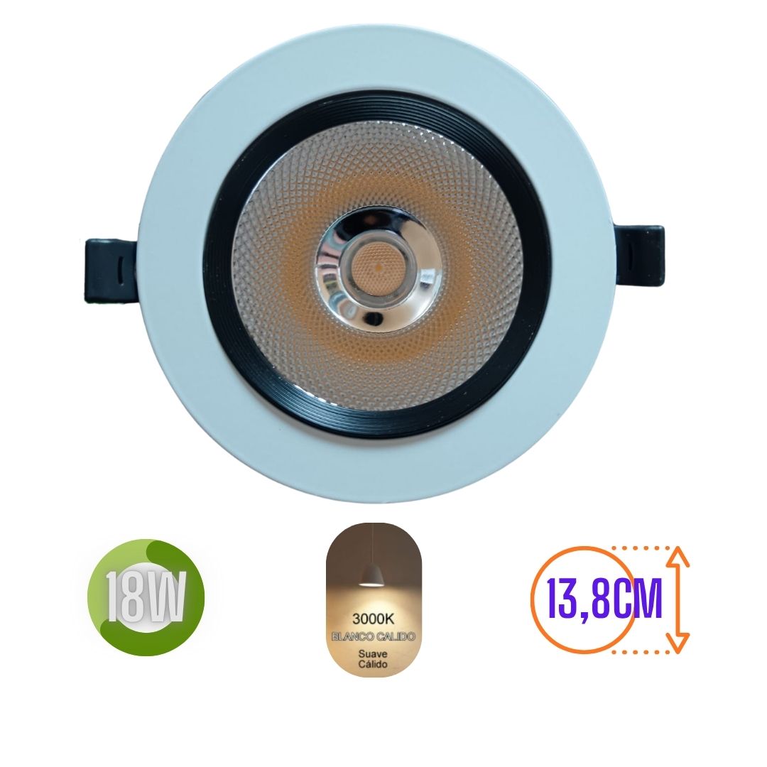 LUMINARIA EMPOTRAR 18W LUZ CALIDA