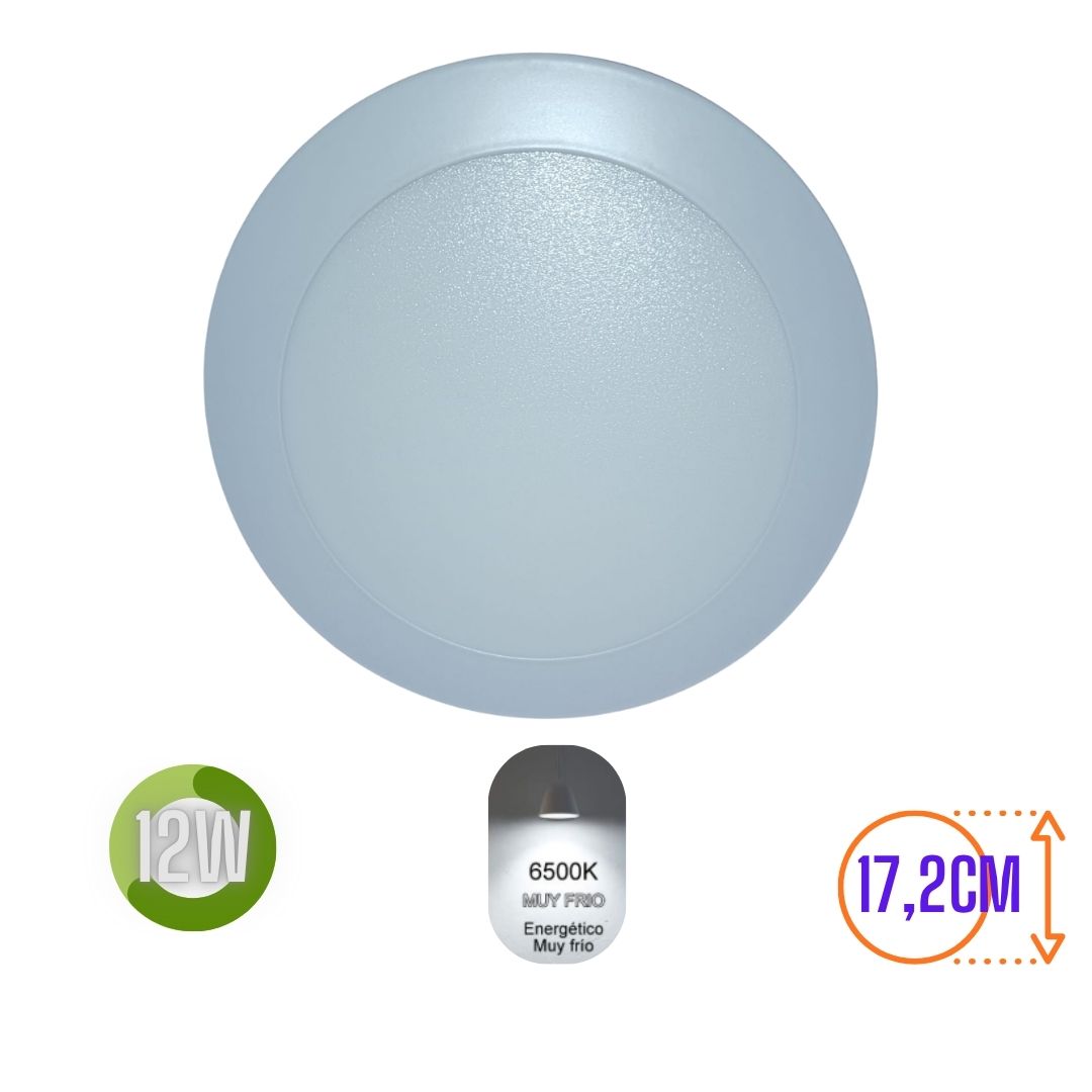 LUMINARIA SUPERFICIE REDONDA 12W LUZ FRIA