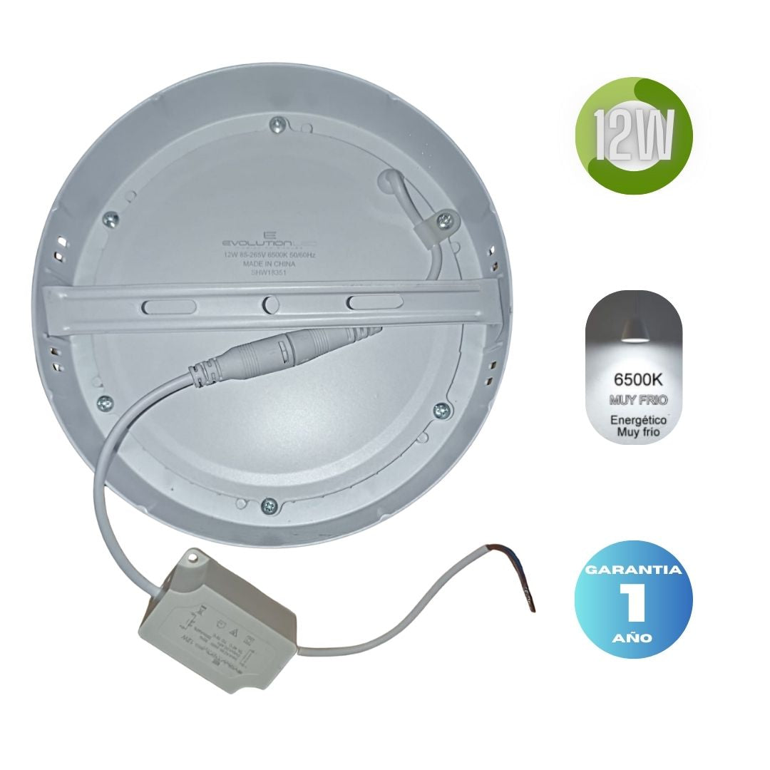 LUMINARIA SUPERFICIE REDONDA 12W LUZ FRIA
