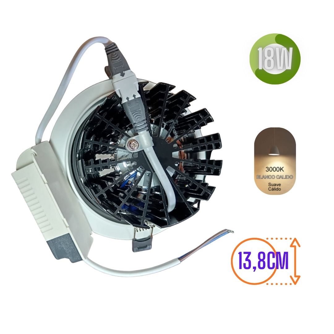LUMINARIA EMPOTRAR 18W LUZ CALIDA