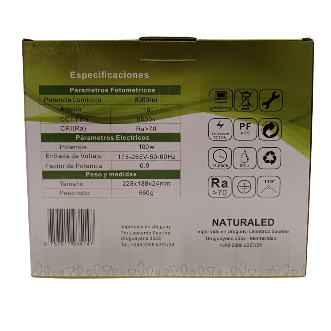 Reflector Led  100w  NATURALED LUZ FRIA