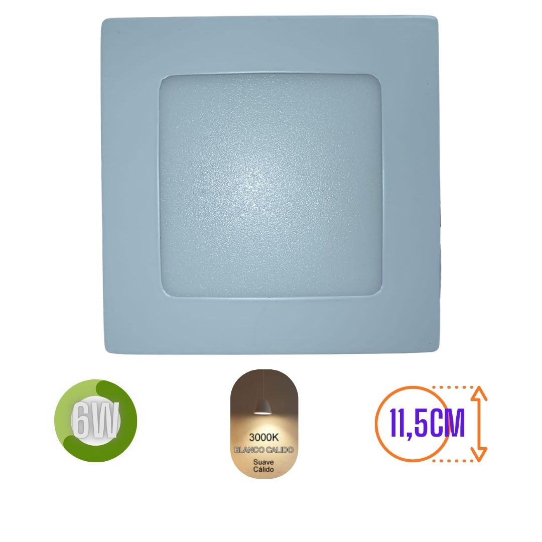 LUMINARIA SUPERFICIE CUADRADA 6W LUZ CALIDA